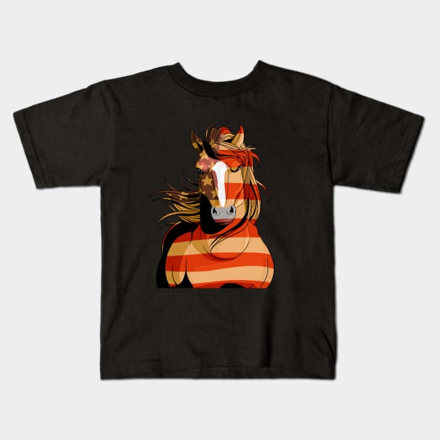 Clydesdale Horse 4th Of July Patriotic USA Flag Kids T-Shirt by Noseking